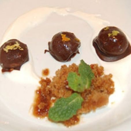 Bombones de champiñón rellenos de crema pastelera