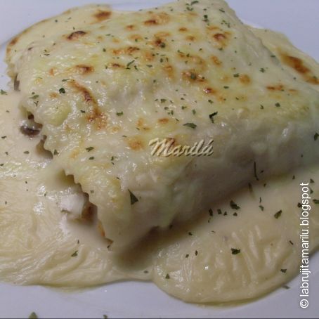 CANELONES CON SETAS Y LANGOSTINOS