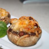 Champiñones rellenos de jamón al horno