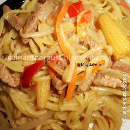 Chow mein de ternera rápido