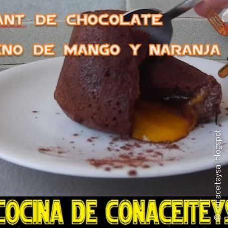 Coulant de Chocolate relleno de Mango y Naranja