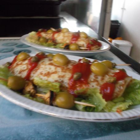 Crepes de surimi y espárragos