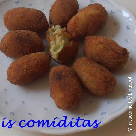 Croquetas de bacalao y pimientos