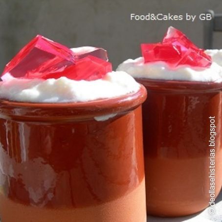 Cuajada de mascarpone con gelatina de fresas (Thermomix)