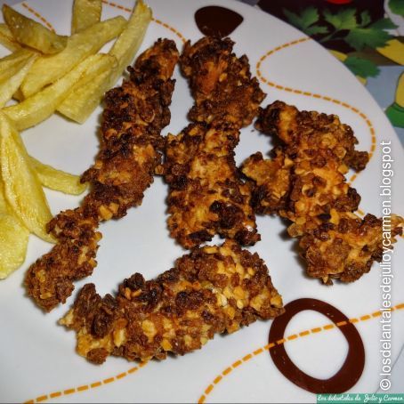Crujientes de pollo con cereales y almendras