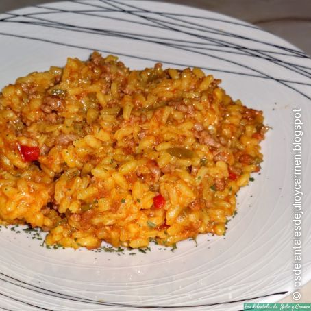 Arroz con carne picada