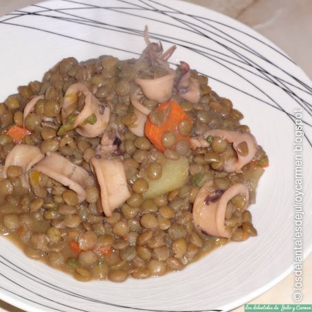 Lentejas con calamares