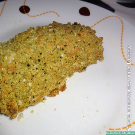 Salmón con crujiente de salsa pesto