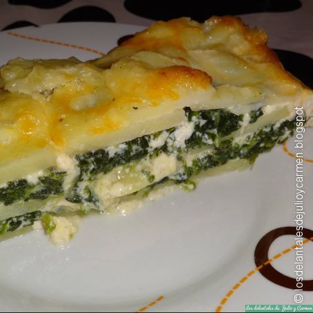 Gratén de patatas y espinacas