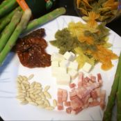 Lazos con trigueros, bacon, queso y tomate seco - Paso 1
