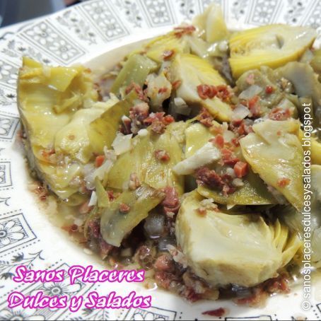 Alcachofas con jamón (sin gluten, huevo ni lactosa)