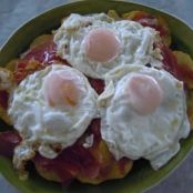 Huevos rotos con jamón. - Paso 3