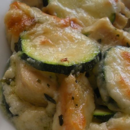 Calabacín con salsa de queso