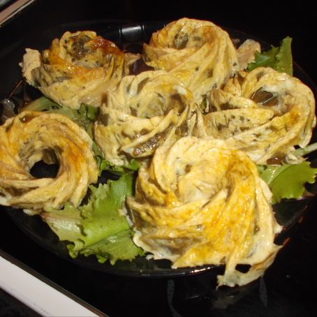 Espirales de tortilla de pimientos