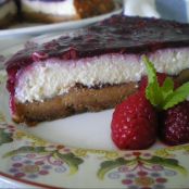 Tarta de requesón con mermelada de arándanos