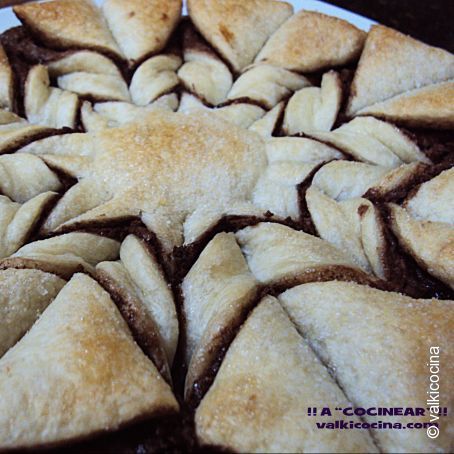 Estrella de hojaldre y crema de cacao