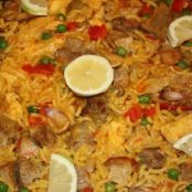 Fideua de carne y verduras