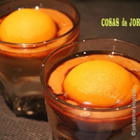 Flan con yogurt y melocotón