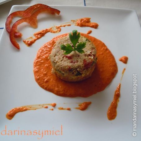 Flanecitos de atún y pimientos.