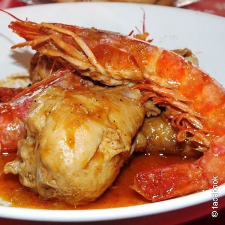 Pollo con gambas