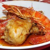 Pollo con gambas