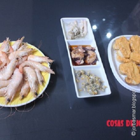 Gambas cocidas con latas