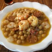 Garbanzos con gambones e ibéricos - Paso 7