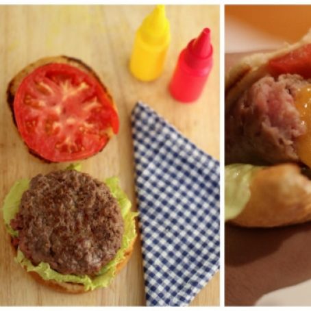 Hamburguesa rellena de queso cheddar