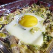 Huevos al plato con salteado de setas