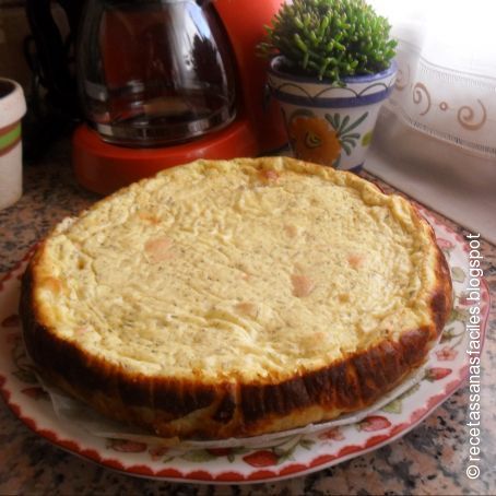 Cheesecake de salmom con cebolla al oporto con naranja