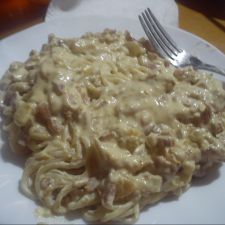 Espaguetis a la carbonara sin huevo