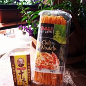 Tallarines al chile con jamón y queso parmesano - Paso 1