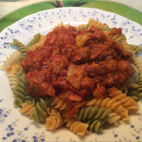 Espirales de verduras con pisto