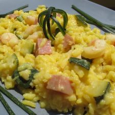 Risotto de calabacín y gambas