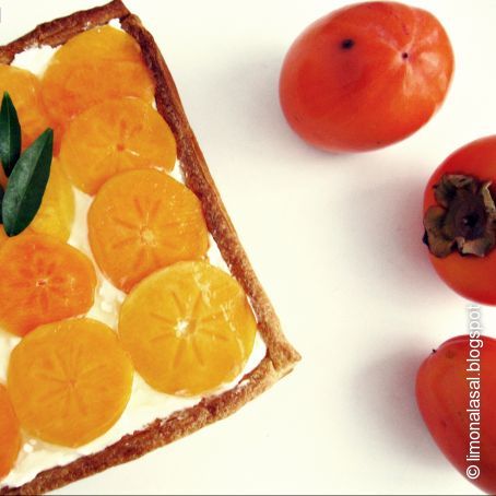 Pastel de queso mascarpone y caqui