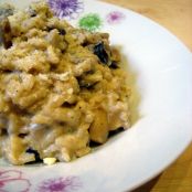 Risotto vegano de berenjena y setas