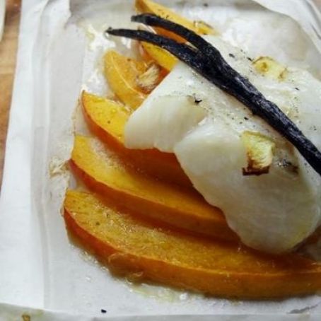 Platija en papillote al mango