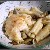 Macarrones con alcachofas confitadas