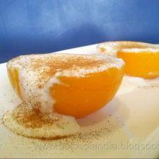 Crema mimosa en melocotón