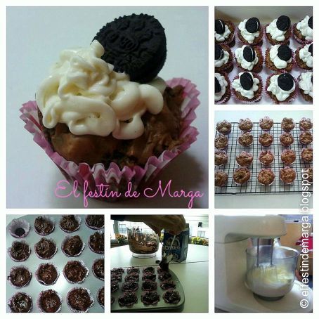 Mini cupcakes de Oreo con crema de nata de Oreo