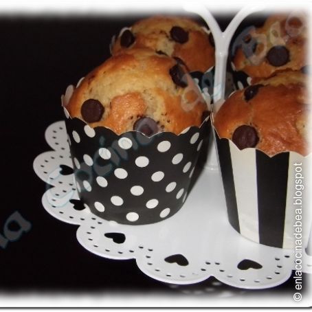 Muffins caseros de vainilla y pepitas de chocolate