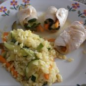 Rollitos de pechuga de pollo y verduras