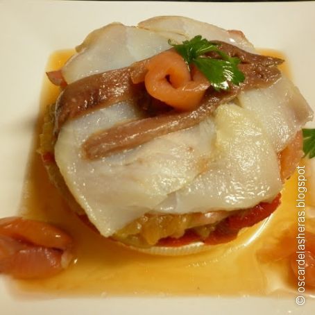 Timbal de escalivada y ahumados