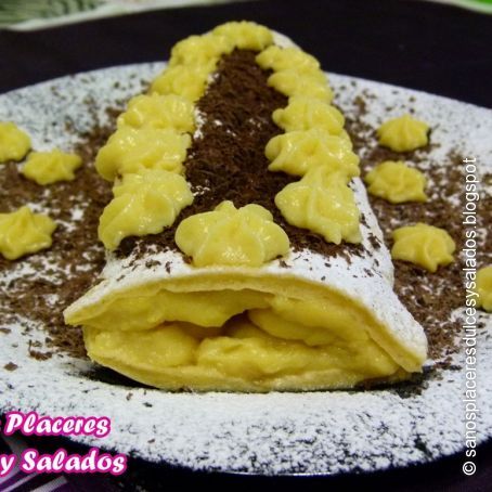 Tronco de crema pastelera