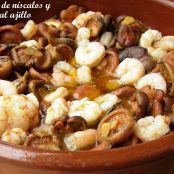 Niscalos al ajillo con gambas - Paso 1