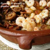 Niscalos al ajillo con gambas