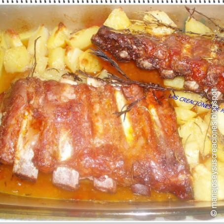 Costilla adobada al horno