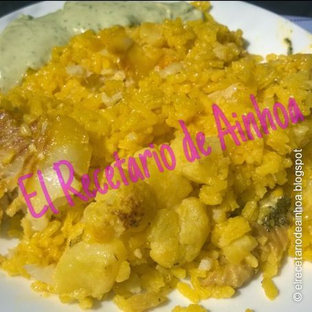 Paella de bacalao y coliflor