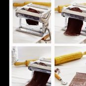 Canelones de chocolate con frambuesa (pasta fresca) - Paso 2