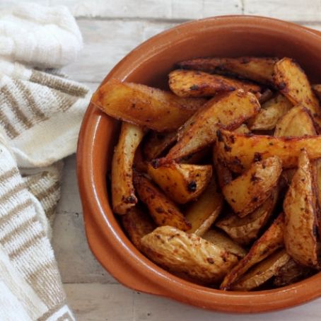 Receta de gajos de patatas especiadas para guarnición